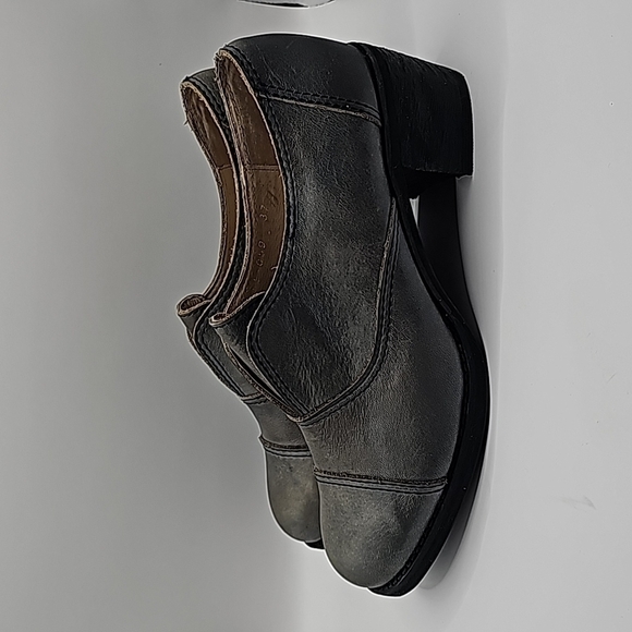 All Black womens block Heeled oxfords size 37 - Picture 2 of 5